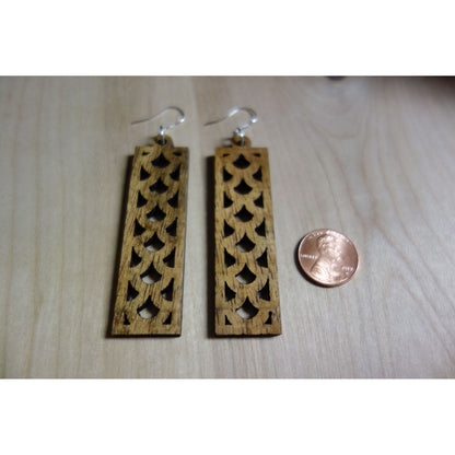 Solid Koa Wood Scale Earrings